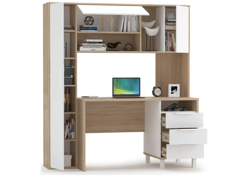 Компьютерный стол, Комфорт 12.95 N дуб сонома / белый PE шагрень