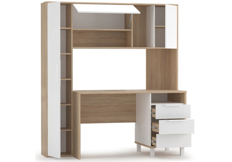 Компьютерный стол, Комфорт 12.95 N дуб сонома / белый PE шагрень