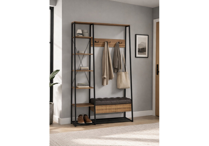 Прихожая, Гранд 15.124 дуб крафт табачный / кожзам HOLST Black