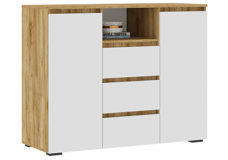 Комод, Элла КМ 01 белый / дуб крафт золото