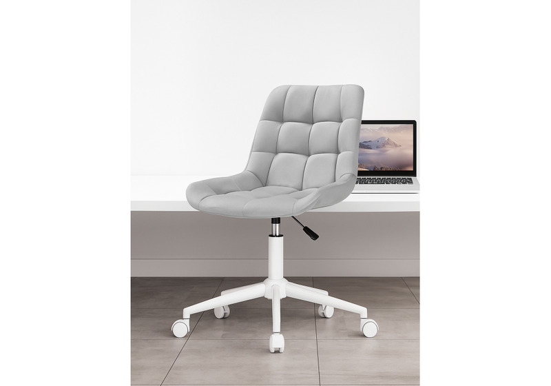 Офисное кресло, Честер светло-серый велюр / белый
