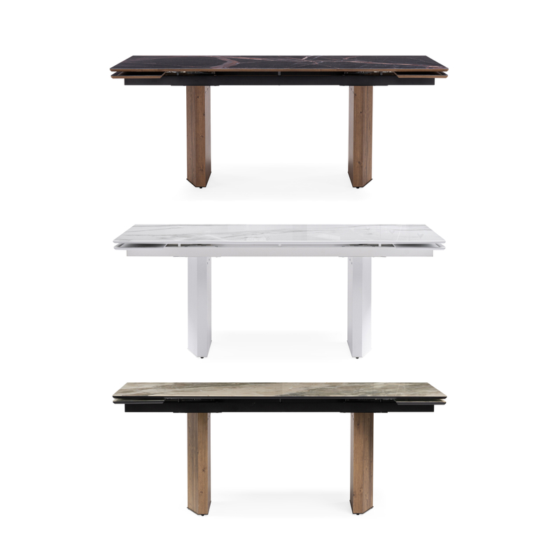 Стол стеклянный, Монерон 200(260)х100х77 белый мрамор / белый