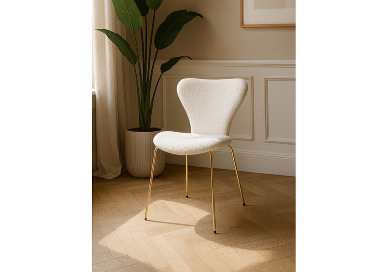 Стул на металлокаркасе, Solo white / gold