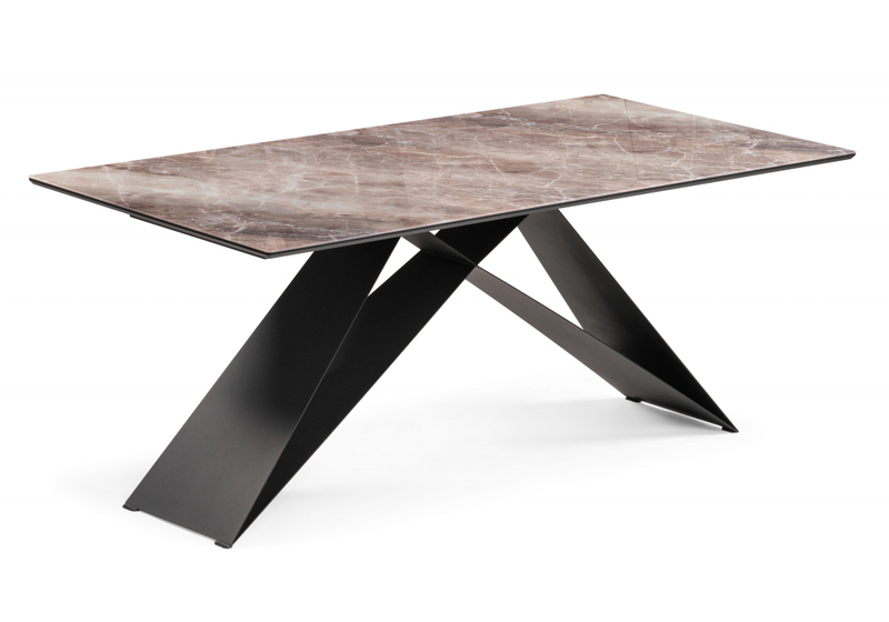 Стол стеклянный, Ноттингем 180х90х74 карелия / черный