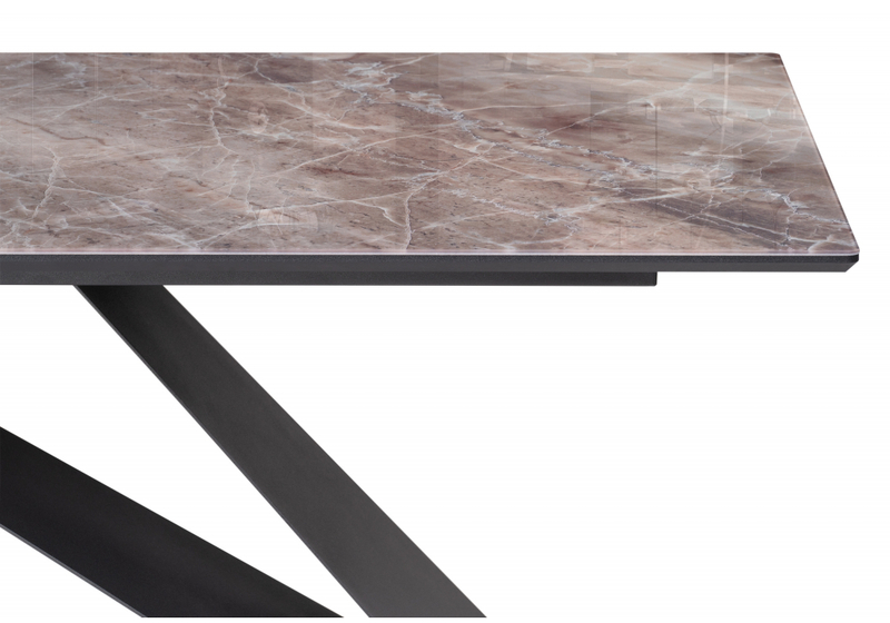 Стол стеклянный, Ноттингем 180х90х74 карелия / черный