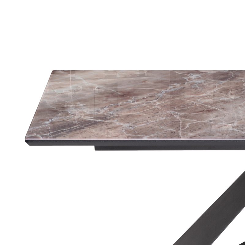 Стол стеклянный, Ноттингем 180х90х74 карелия / черный