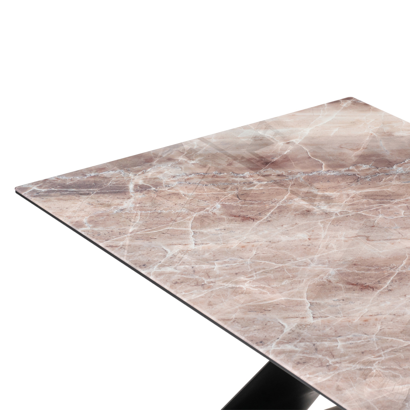 Стол стеклянный, Ноттингем 180х90х74 карелия / черный