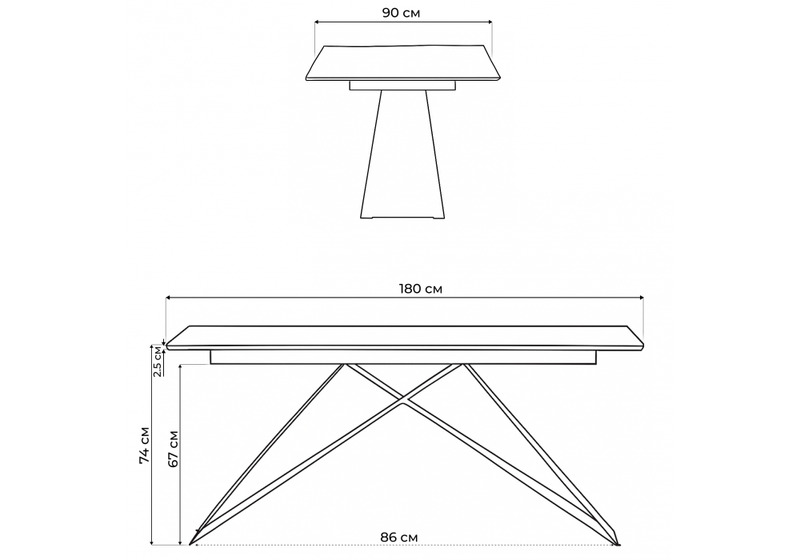 Стол стеклянный, Ноттингем 180х90х74 карелия / черный