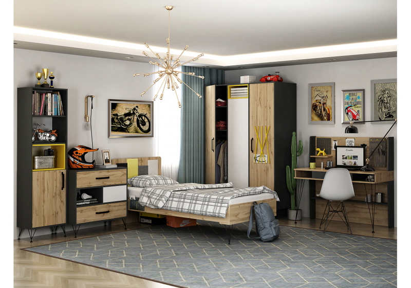 Компьютерный стол, Нобира антрацит / дуб ирландский