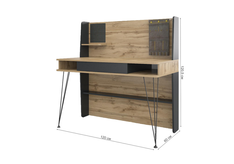 Компьютерный стол, Нобира антрацит / дуб ирландский