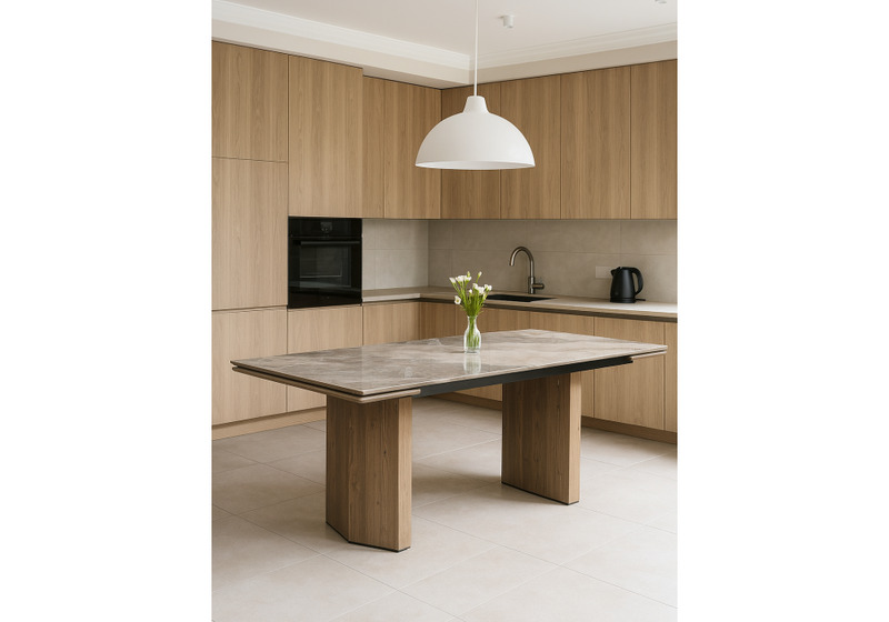 Стол стеклянный, Монерон 200(260)х100х77 каталония / орех кантри