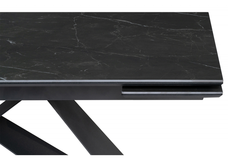Керамический стол, Ноттингем 160(220)х90х79 черный мрамор / черный