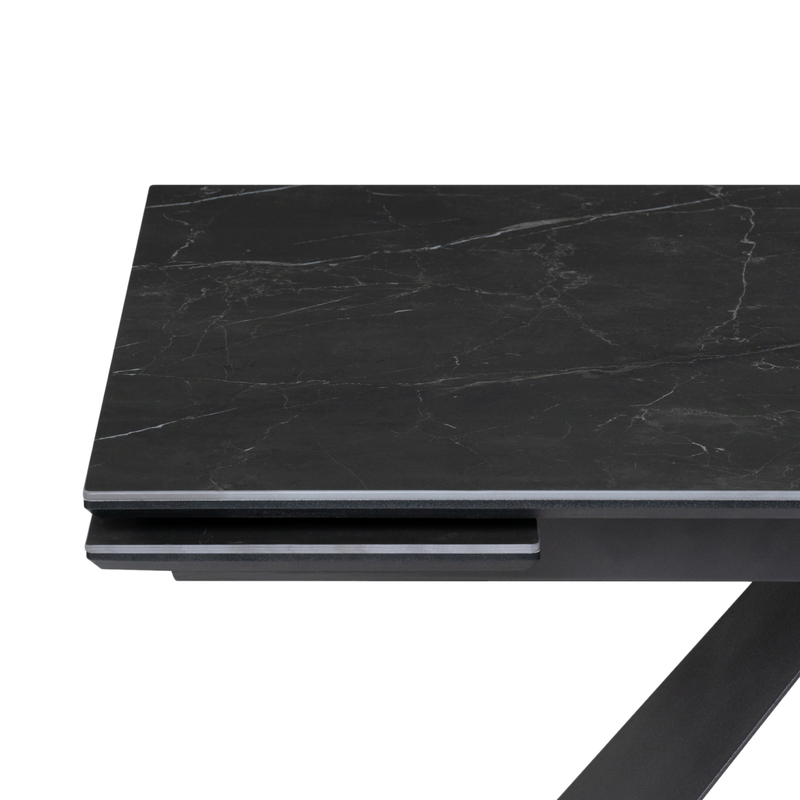 Керамический стол, Ноттингем 160(220)х90х79 черный мрамор / черный