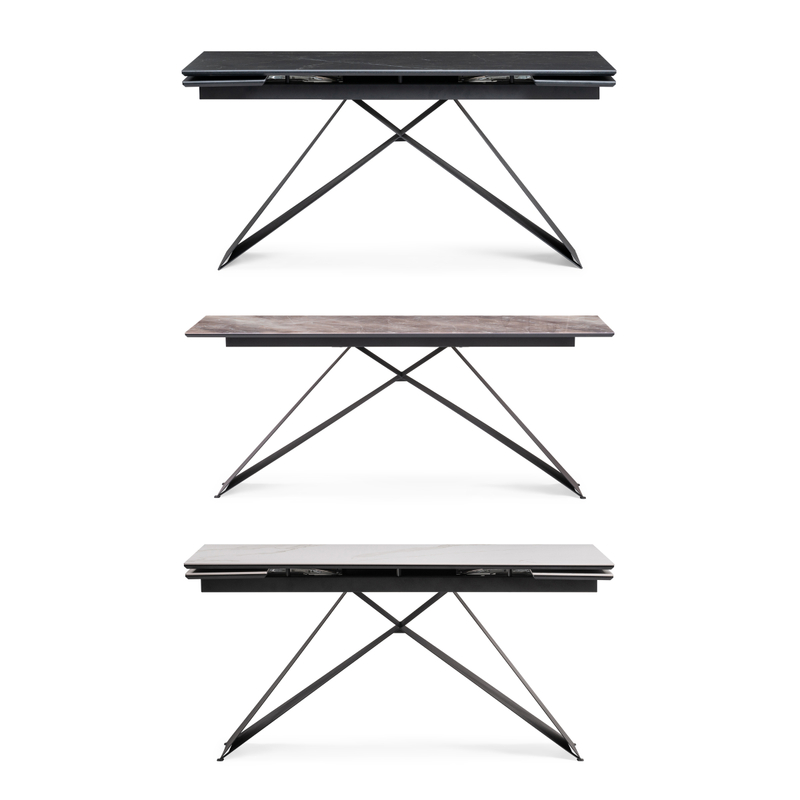 Керамический стол, Ноттингем 160(220)х90х79 черный мрамор / черный