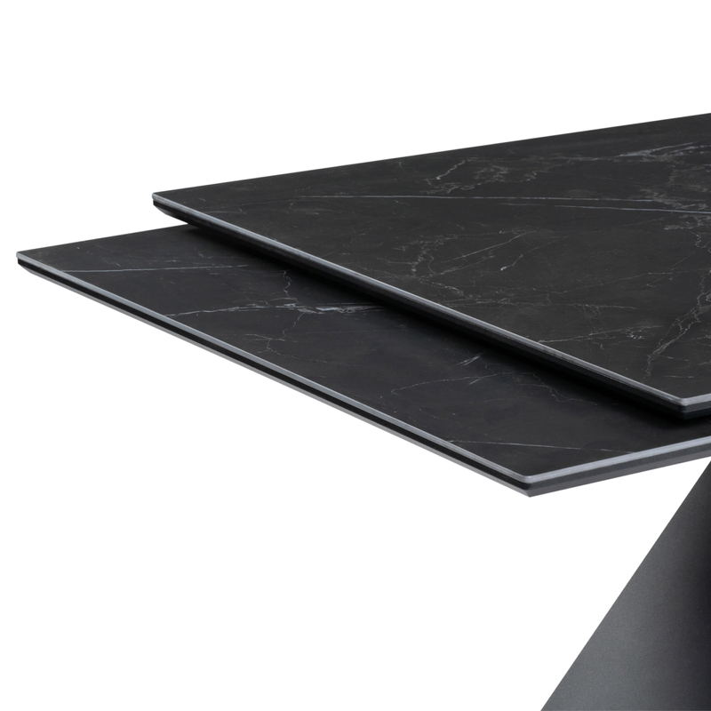 Керамический стол, Ноттингем 160(220)х90х79 черный мрамор / черный