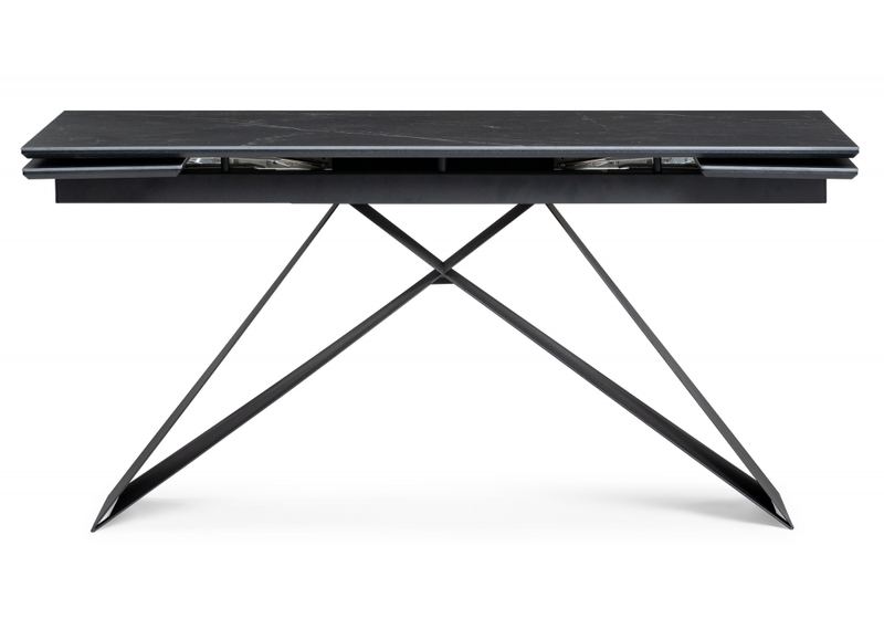 Керамический стол, Ноттингем 160(220)х90х79 черный мрамор / черный