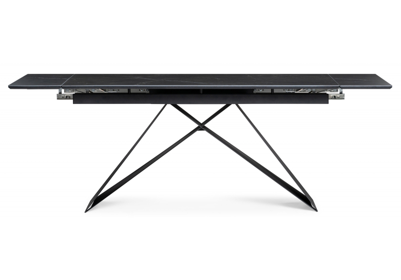 Керамический стол, Ноттингем 160(220)х90х79 черный мрамор / черный