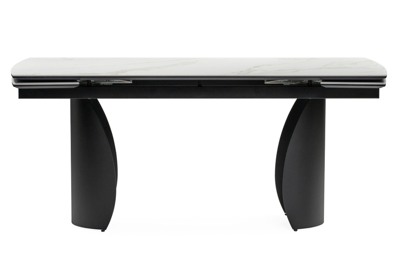 Керамический стол, Готланд 180(240)х90х79 белый мрамор  / черный