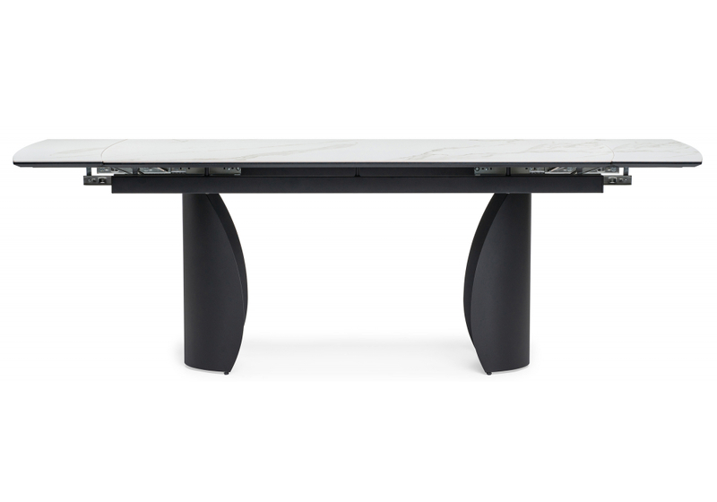 Керамический стол, Готланд 180(240)х90х79 белый мрамор  / черный