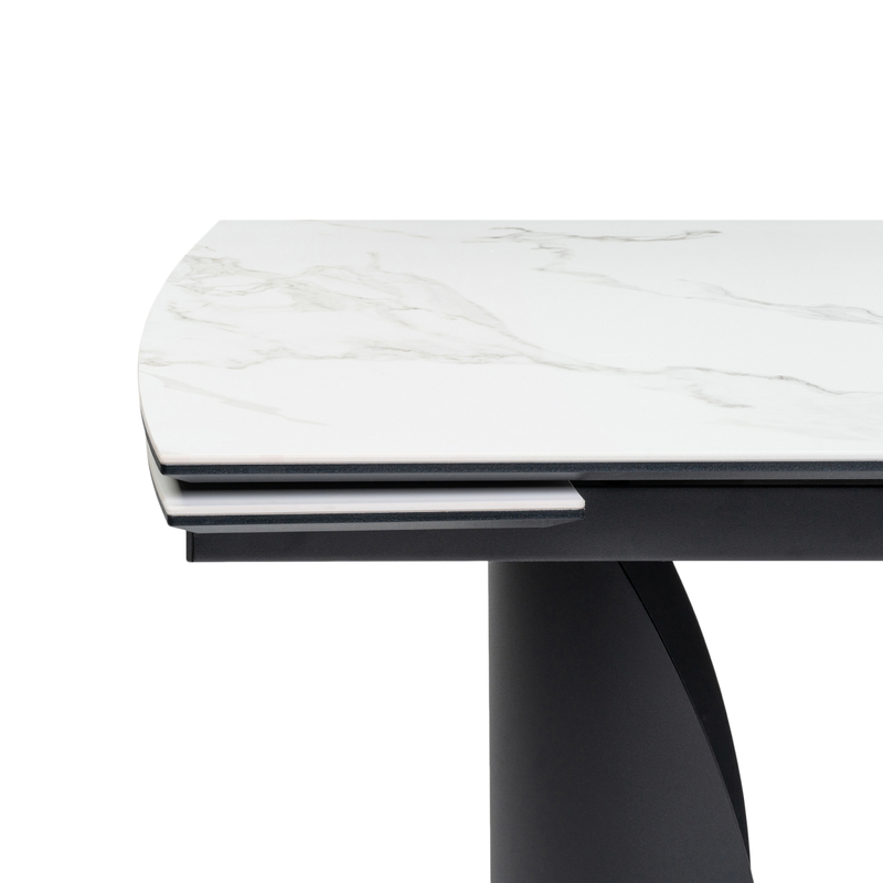 Керамический стол, Готланд 160(220)х90х79 белый мрамор / черный