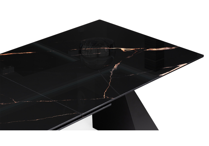 Стол стеклянный, Денхольм 240(290)х100х75 обсидиан / черный