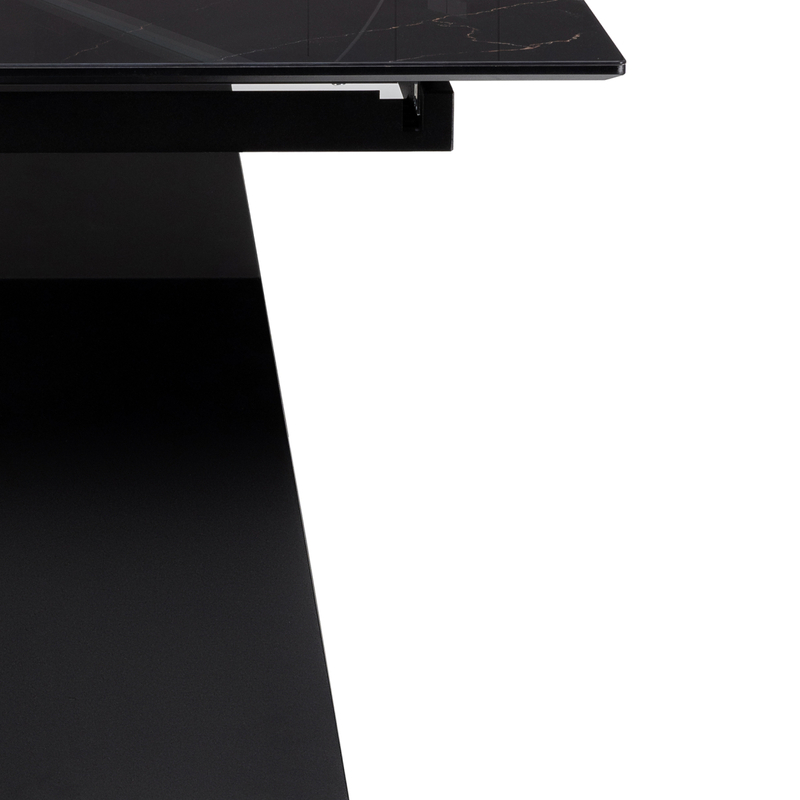 Стол стеклянный, Денхольм 240(290)х100х75 обсидиан / черный