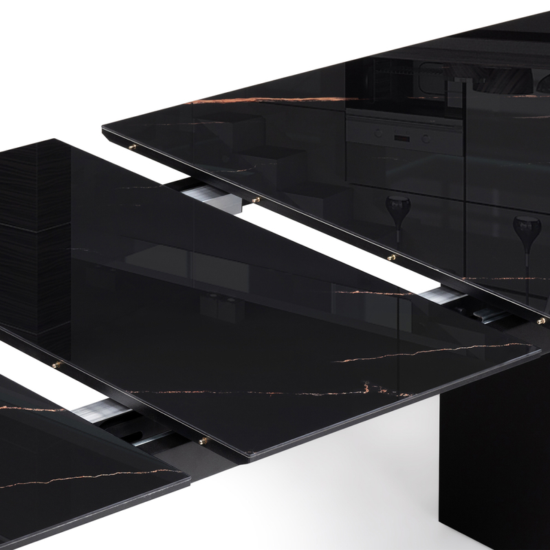 Стол стеклянный, Денхольм 240(290)х100х75 обсидиан / черный