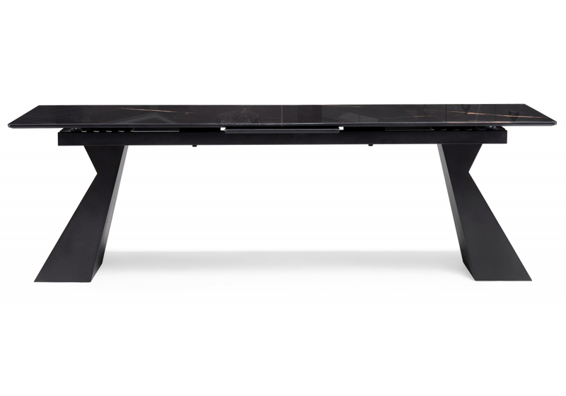 Стол стеклянный, Денхольм 240(290)х100х75 обсидиан / черный