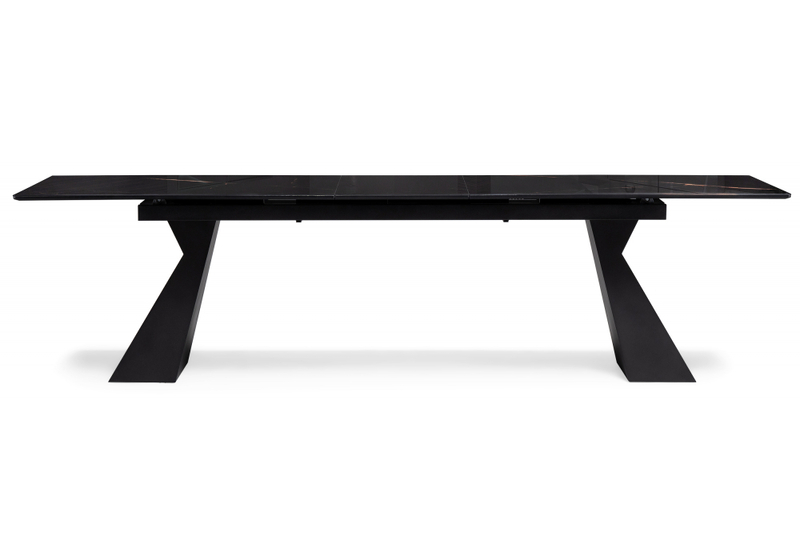 Стол стеклянный, Денхольм 240(290)х100х75 обсидиан / черный