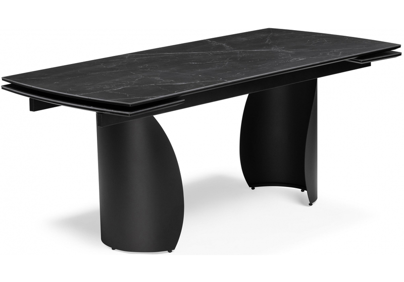Керамический стол, Готланд 180(240)х90х79 черный мрамор / черный