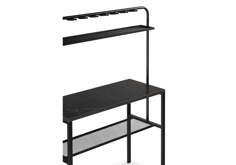 Барный стол, Нари 120х50х171 файерстоун / черный матовый