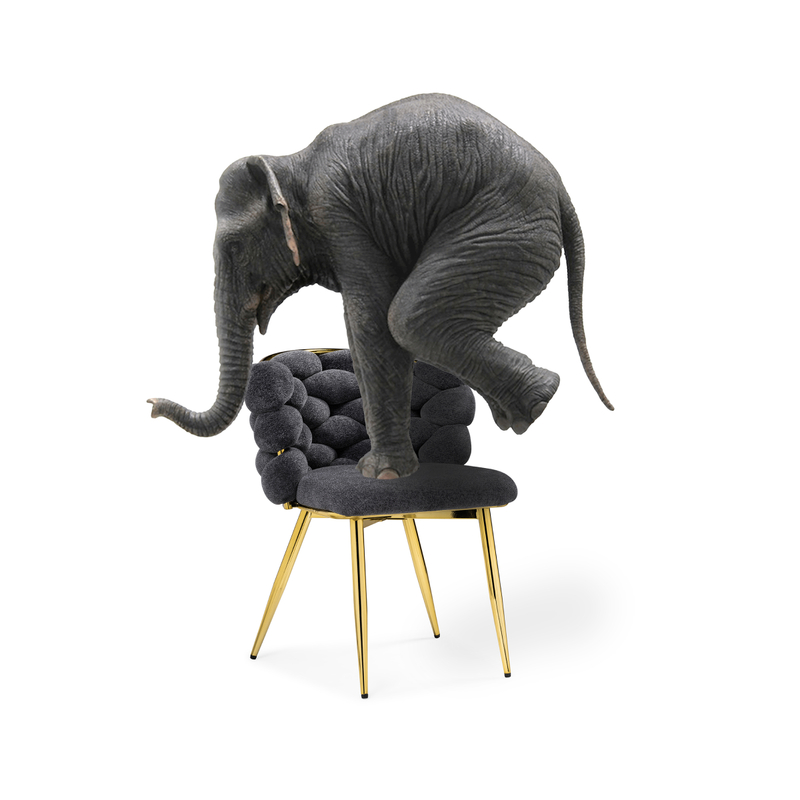 Стул на металлокаркасе, Rendi gray / gold