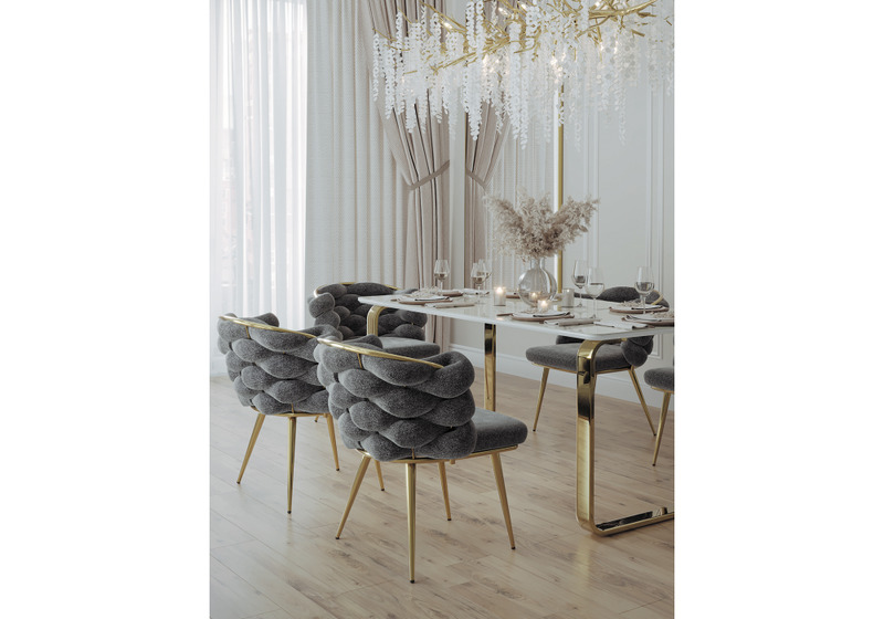 Стул на металлокаркасе, Rendi gray / gold