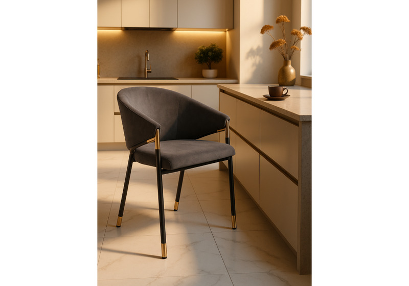 Стул на металлокаркасе, Molton gray / black/ gold