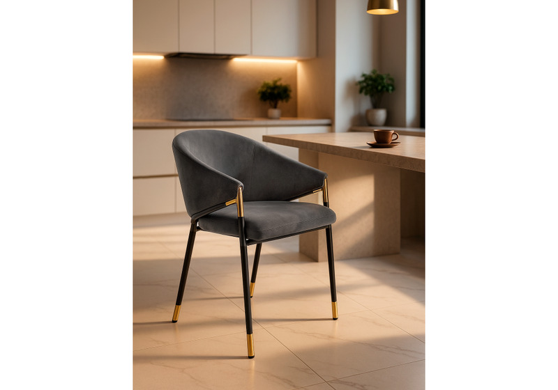 Стул на металлокаркасе, Molton gray / black/ gold