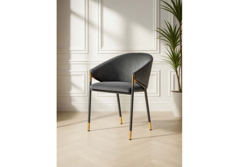 Стул на металлокаркасе, Molton gray / black/ gold