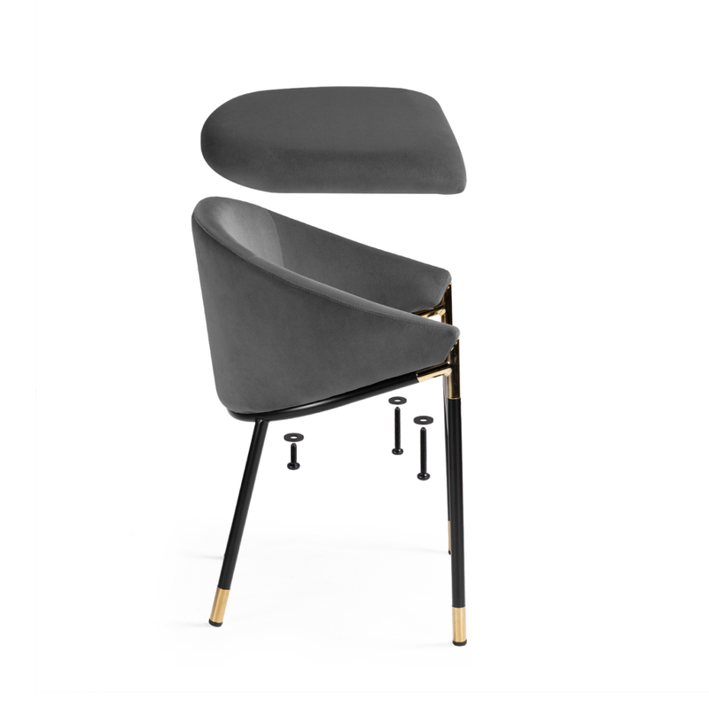 Стул на металлокаркасе, Molton gray / black/ gold