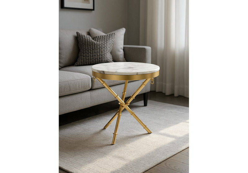 Журнальный стол, Monika 50х55 marble / gold
