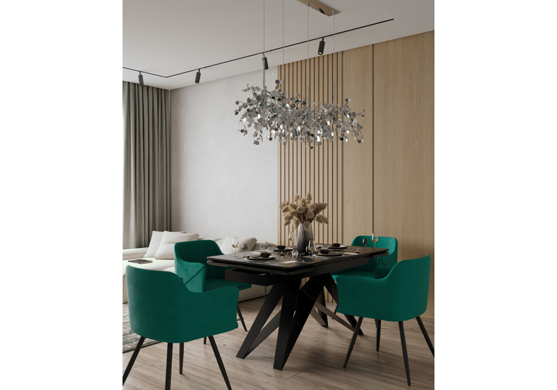 Стул на металлокаркасе, Эджелл зеленый / черный