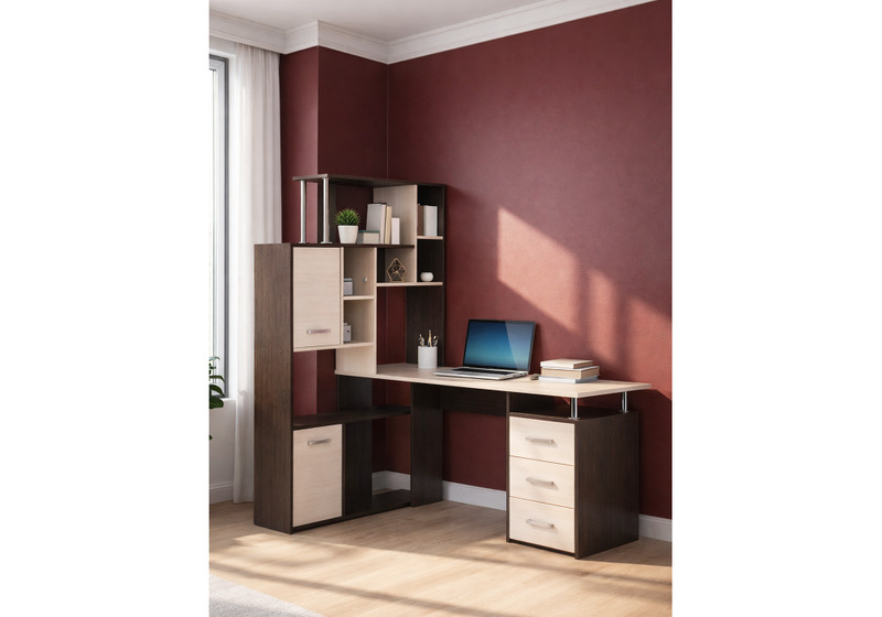 Компьютерный стол, ДЕР КС-15 венге / дуб молочный правый