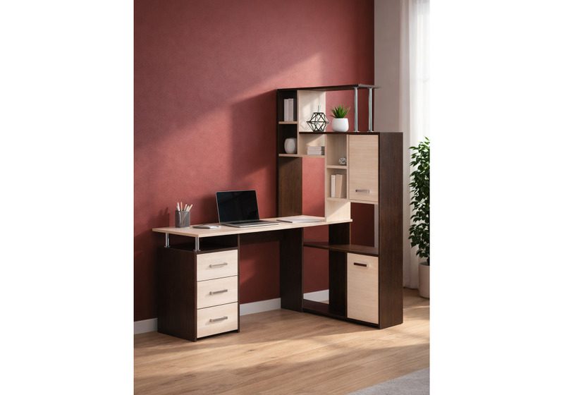 Компьютерный стол, ДЕР КС-15 венге / дуб молочный левый
