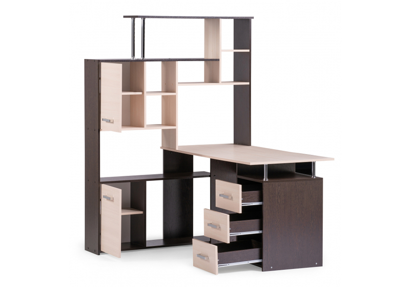 Компьютерный стол, ДЕР КС-15 венге / дуб молочный левый