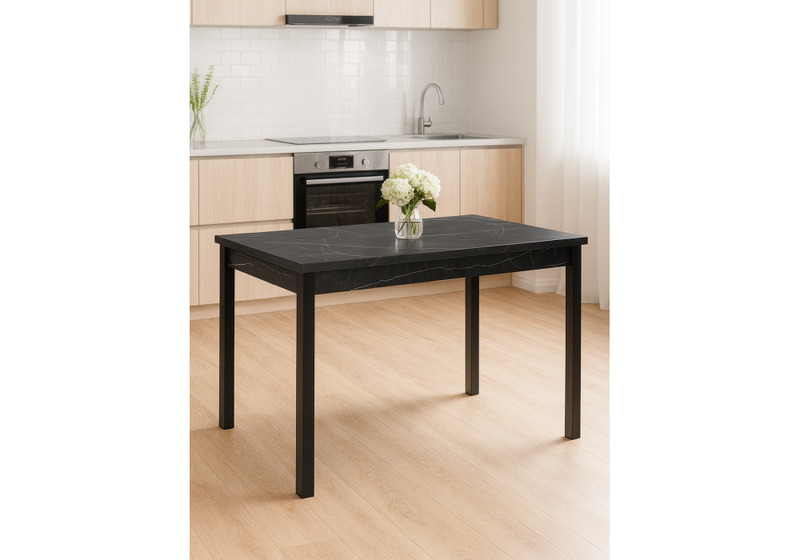 Стол деревянный, Оригон 120(160)х70 файерстоун / черный матовый