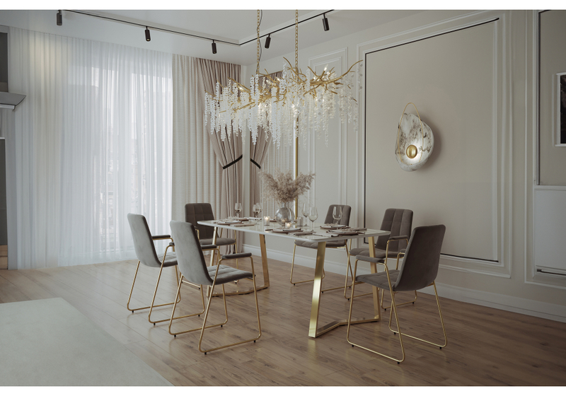 Стул на металлокаркасе, Lana dark grey / gold