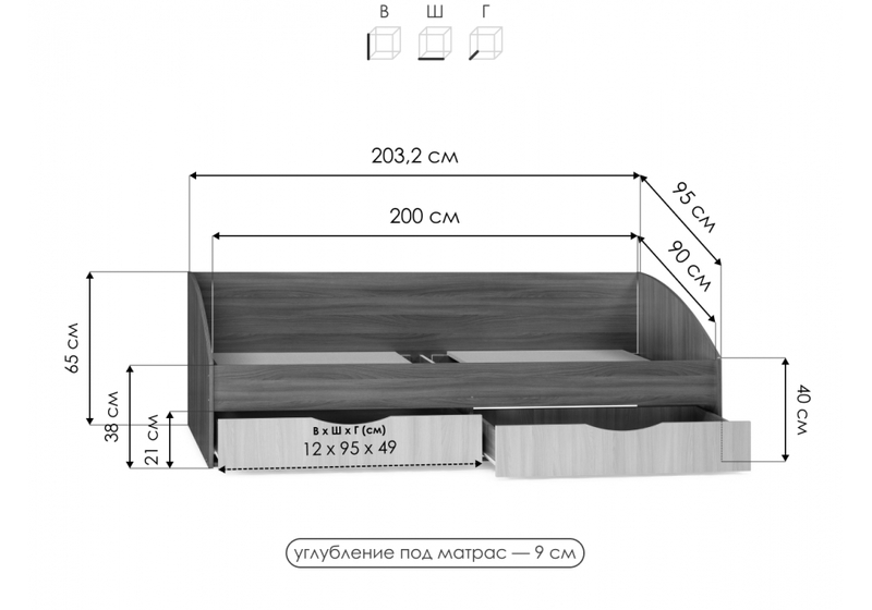 Кровать, Классика шимо темный / шимо светлый