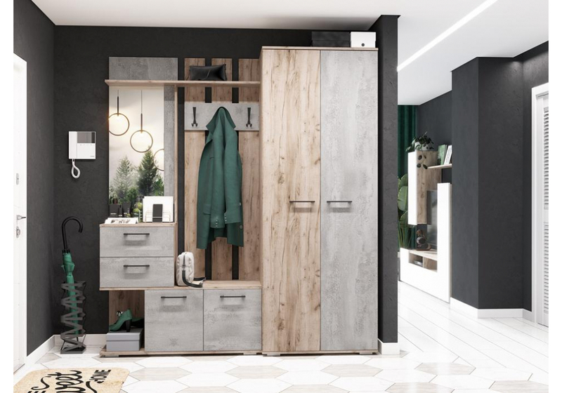 Прихожая, Вальс ВШ-1 дуб крафт серый / бетонный камень