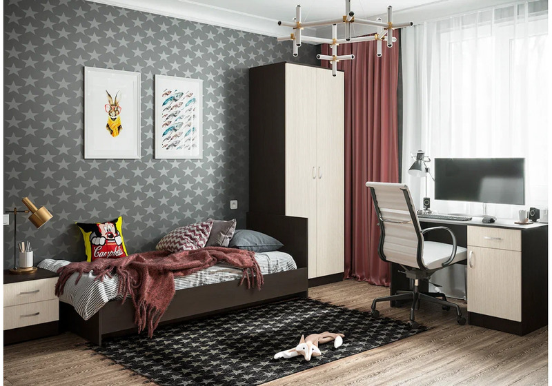 Кровать, Адайн 80х200 венге / венге