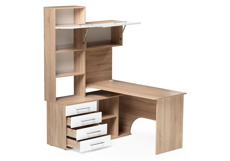 Компьютерный стол, КСТ-14.1Л левый дуб сонома / белый