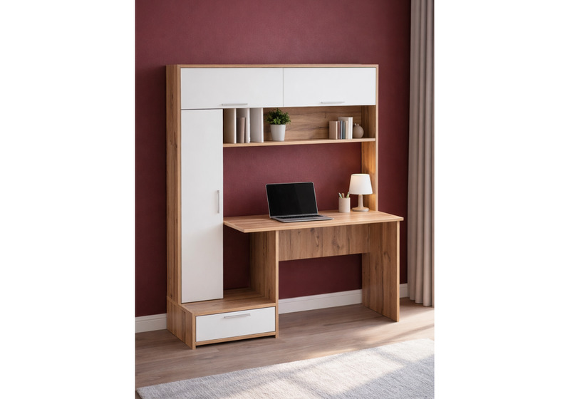 Компьютерный стол, Лайт 03.243 дуб золотой (craft) / белый премиум