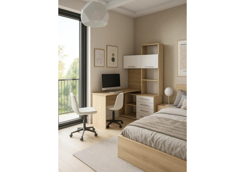 Компьютерный стол, КСТ-14.1П правый дуб сонома / белый